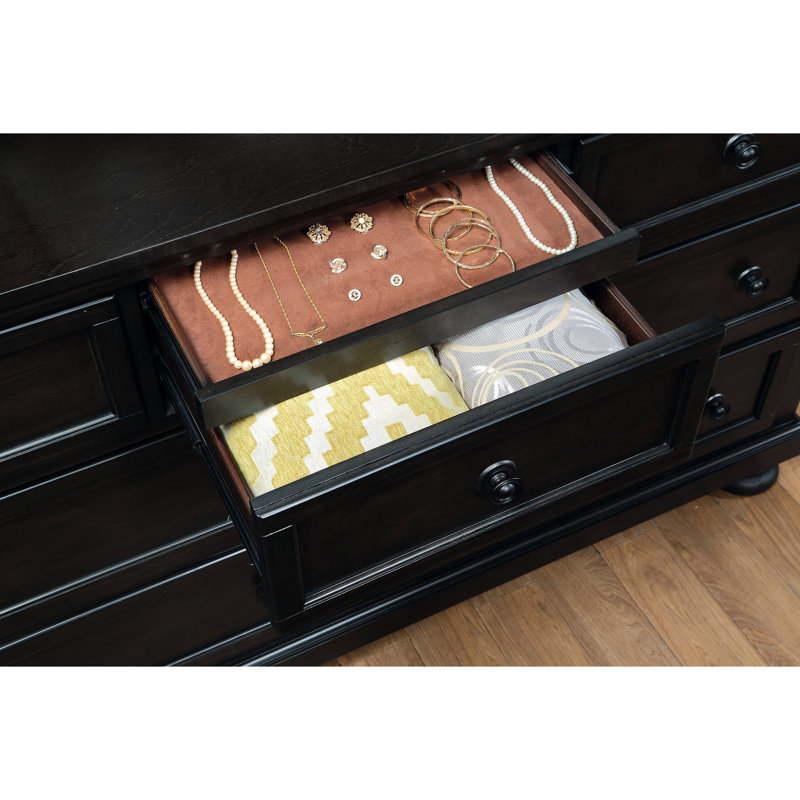 Commode de rangement de style transitionnel brun grisâtre avec 7 tiroirs