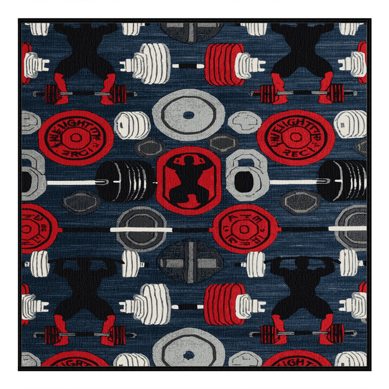 Washable Weightlifting Sports Area Rug, Square 3' x 3'