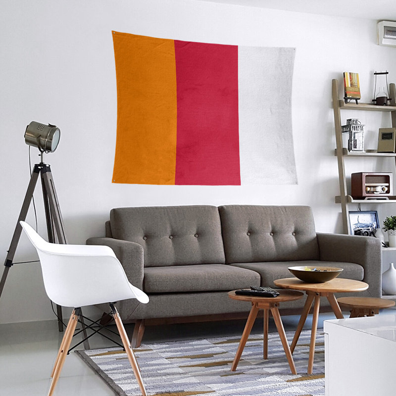Tapisserie en polyester Tampa, H 27,5 po x l 37,5 po, Orange / rouge / blanc cassé