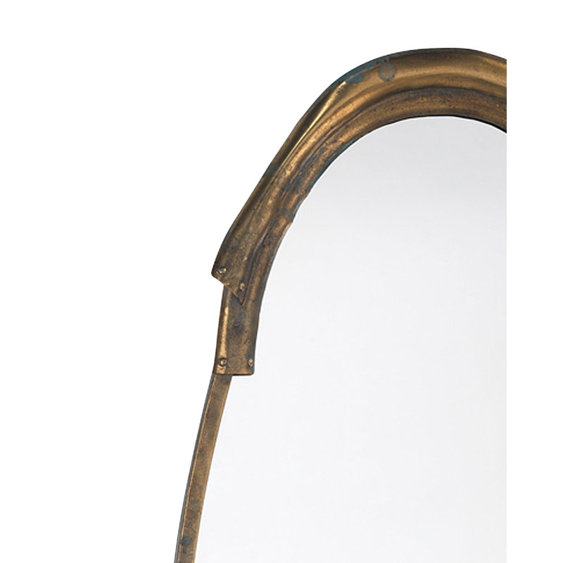 Margaux Oval Metal Mirror, Antique Brass