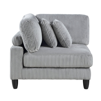 Fauteuil de salon en velours côtelé gris