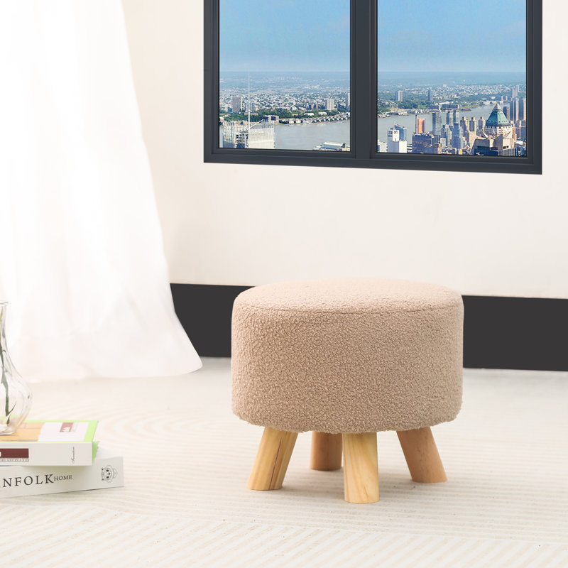 Joakin 10.4" Height Upholstered Ottoman, Beige 100% Polyester