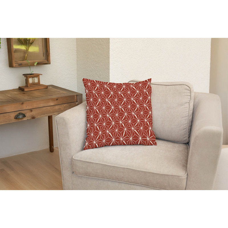 Coussin décoratif Asanoha Star, Brique d'argile, Carré 18 po