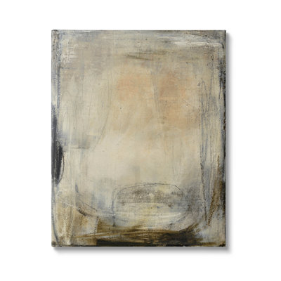 Beige Abstract Scribble Composition by Kippi Leonard - Wrapped Canvas Painting
