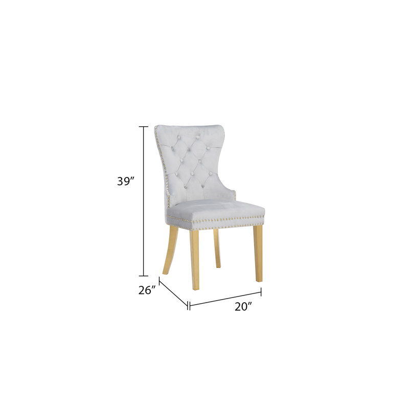 Chemene 21.5'' H Tufted Velvet Upholstered Side Chair, Gray