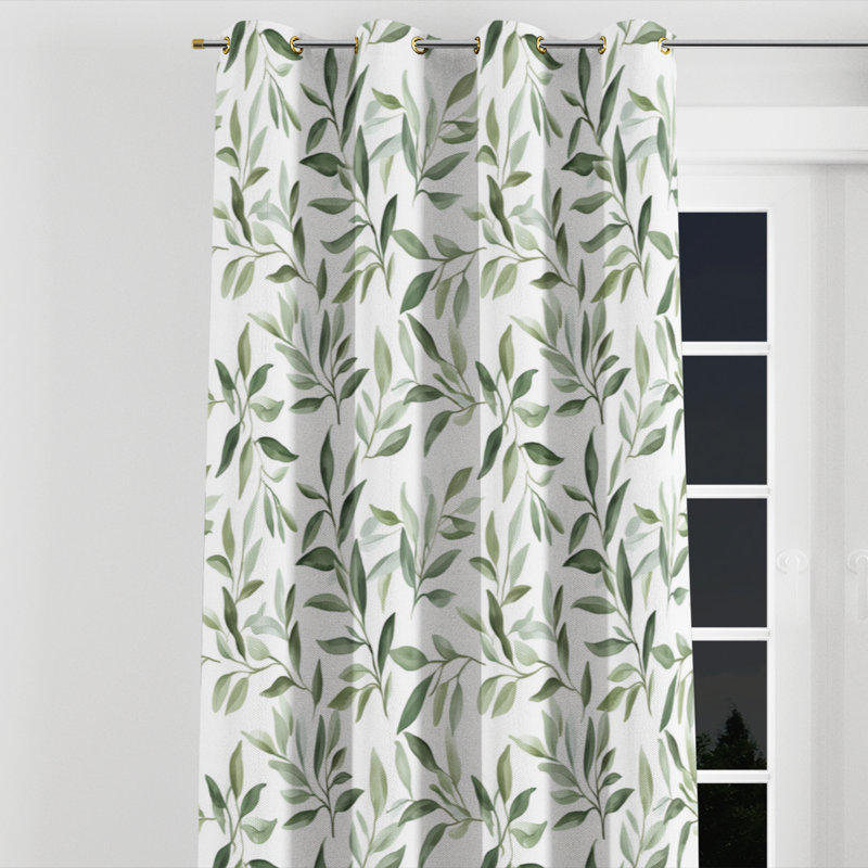 Rideaux à œillets à motif floral - 1 panneau Country Farmhouse, L 52 po x L 63 po, Œillets dorés