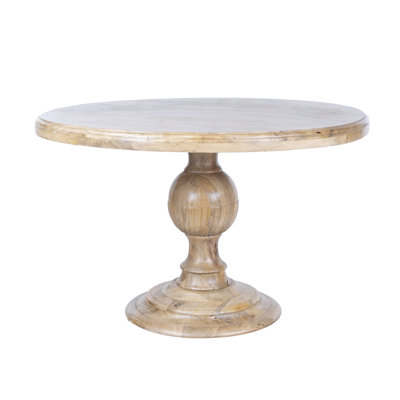 Klaira Elegant Antique Mango Wood Round Dining Table - Pedestal Base - Mango Teak Finish - 48"Dia. x 30"H