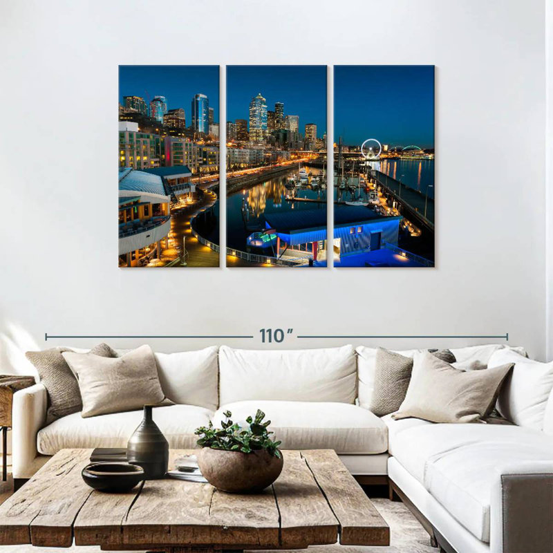 Nicci Seattle Night Skyline, 48" H x 74" W