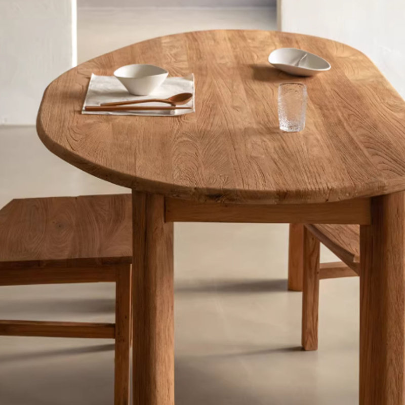 Teak solid wood oval desk