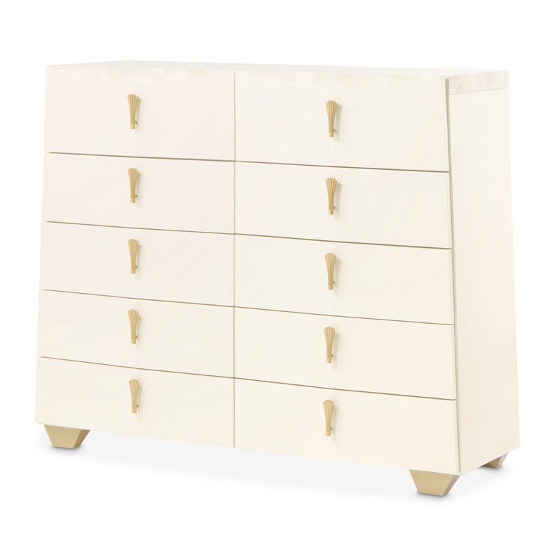Commode 10 tiroirs Fantosini - perle crémeuse