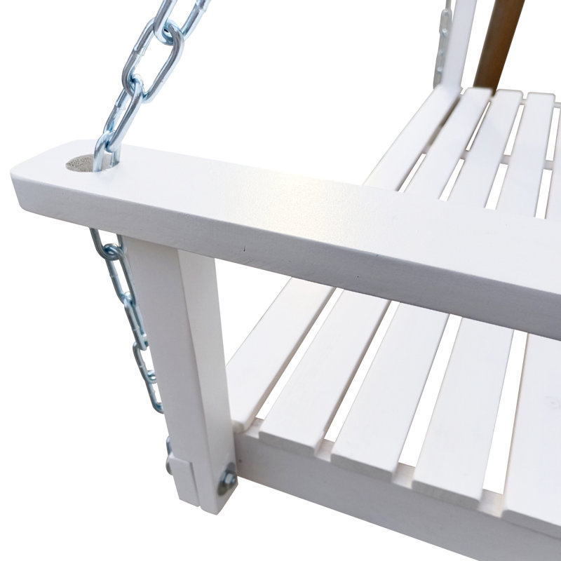 Balancelle avec accoudoirs et chaînes suspendues, Blanc