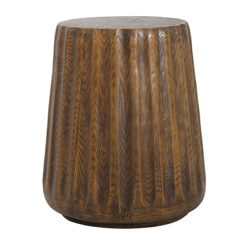 MGO Outdoor Indoor Side Table - Durable Tree Stump Style End Table For Patio, Garden, Living Room, 16.61" Height, Brown Wood Grain Finish