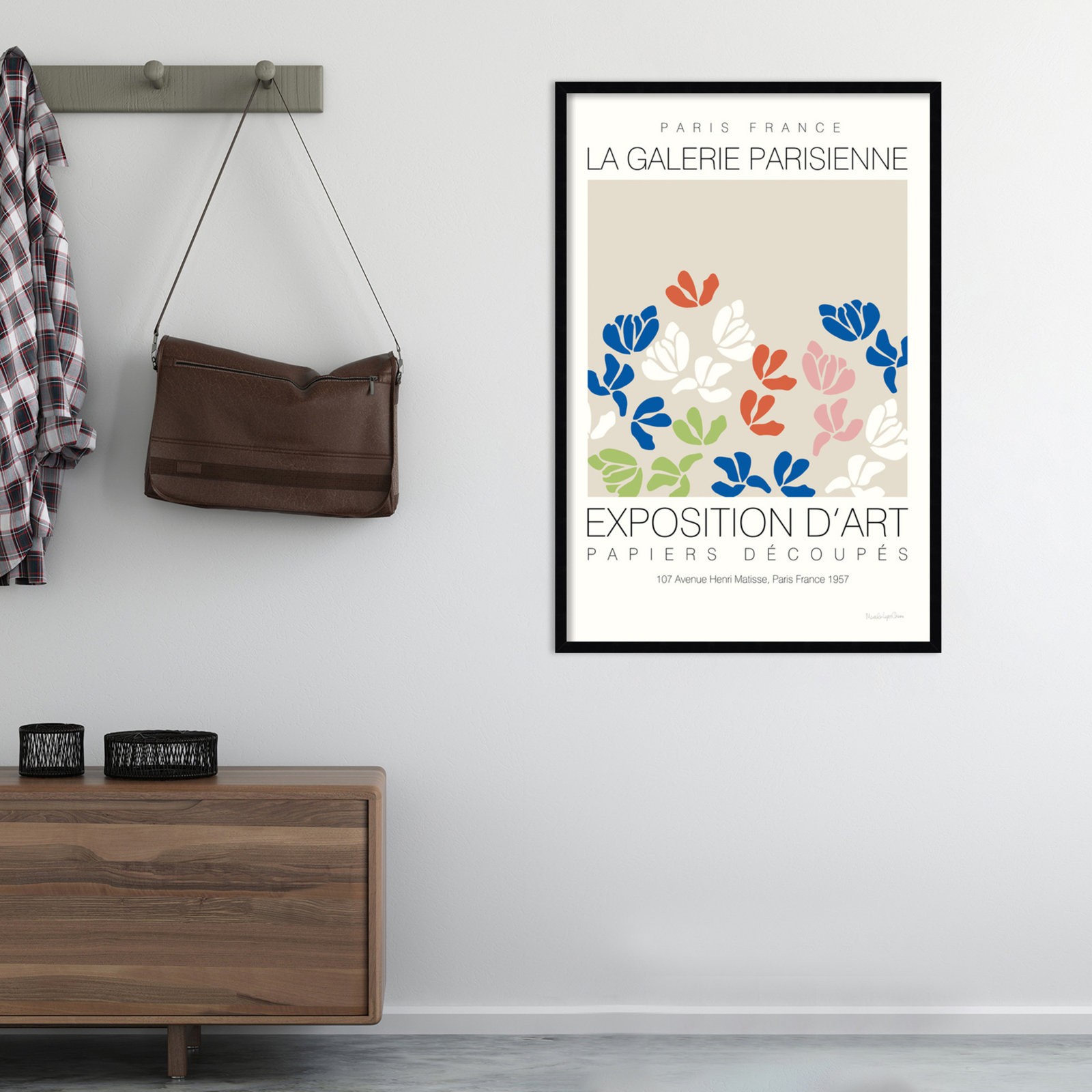 Fleurs de Matisse III Print, 28" W x 41" H, Black