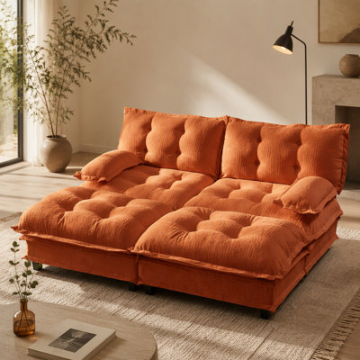 Canapé modulaire moderne avec 2 repose-pieds, siège profond et coussins décoratifs en treillis, parfait pour les salons et les chambres