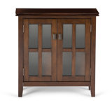 Artisan 30"W Solid Wood 2-Shelf Low Storage Cabinet with Glass Doors and Adjustable Shelves