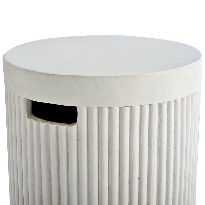 Table de couverture d'extérieur pour réservoir de propane ronde avec conception cannelée verticale, couvercle cylindrique MGO pour réservoir de gaz de 20 lb, table d'appoint de patio, propane non incluse
