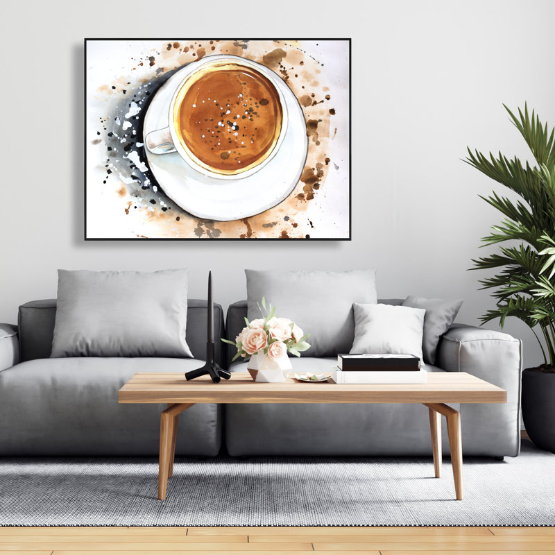 Cappuccino Refreshing - Food Brown Framed Canvas Decor