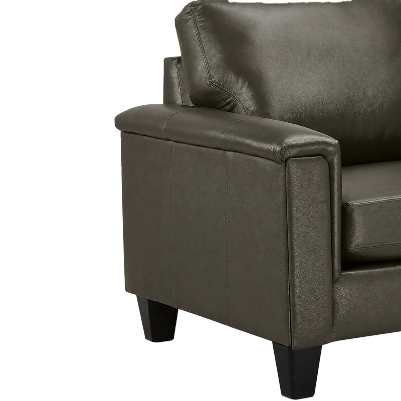 Ensemble de salon en cuir véritable 2 pièces Deboer, Cuir assorti gris anthracite