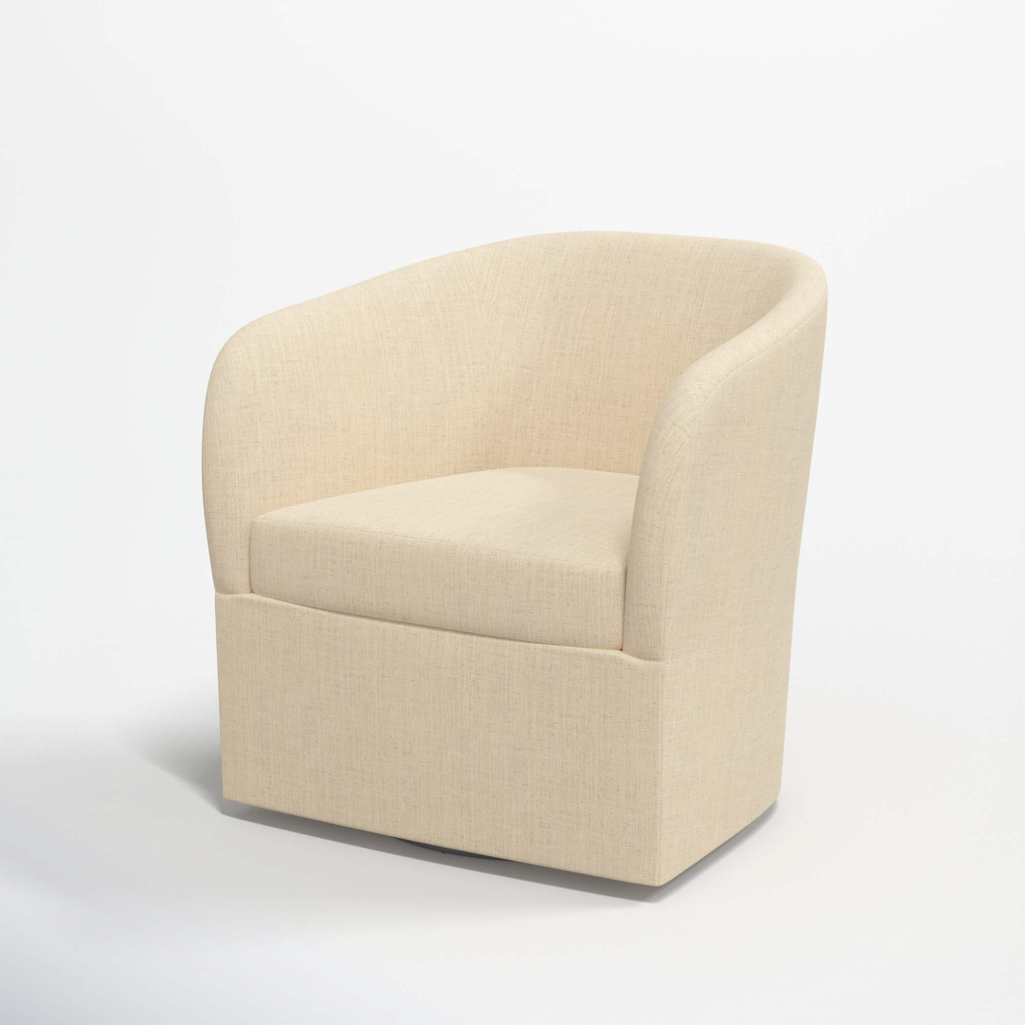 Lesia Upholstered Swivel Barrel Chair, Classic Linen Linen