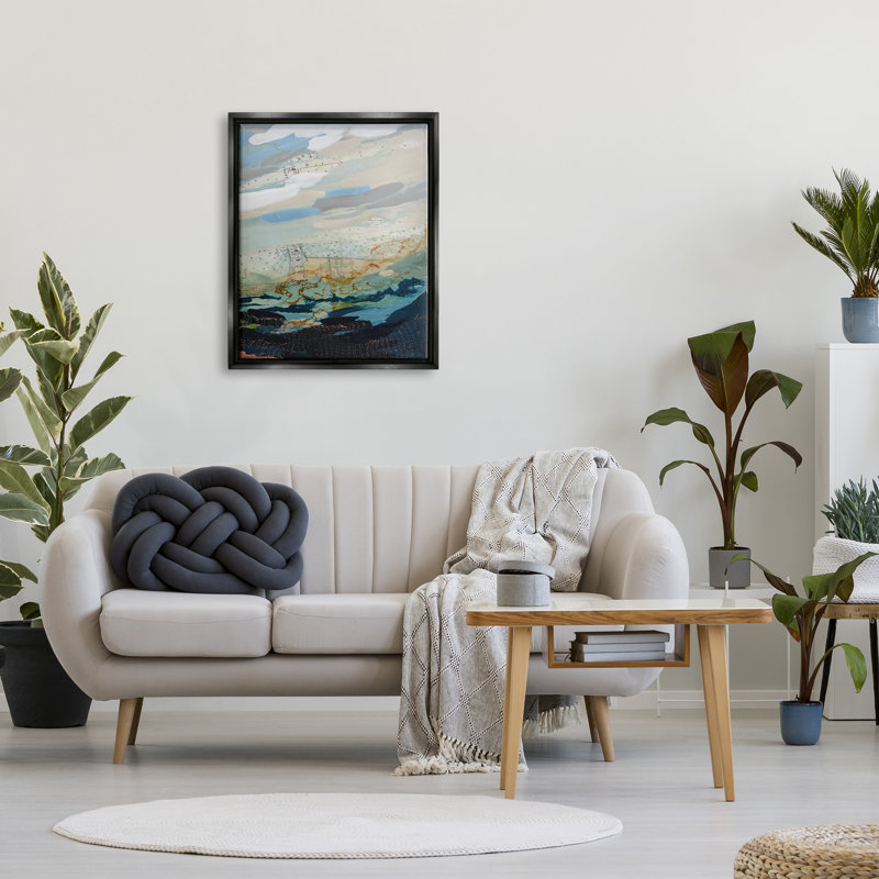 Abstract Ocean Landscape Canvas Print with Black Frame, 25" x 31"