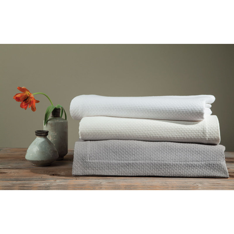 Lisboa Egyptian Certified Cotton Modern & Contemporary Coverlet / Bedspread, Twin Coverlet, Ivory