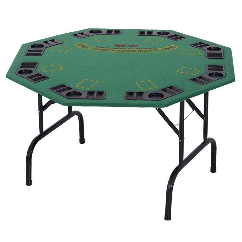 8-Player Green Folding Poker Table with Felt Surface