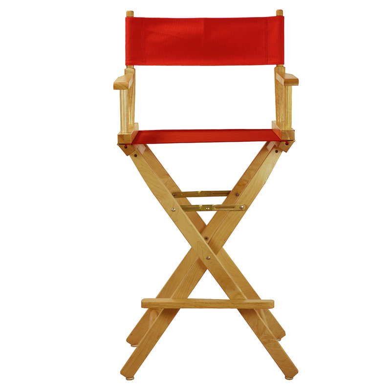 Chaise de réalisateur pliante de 30 po avec toile, Naturel, Rouge