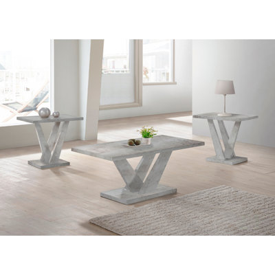3PC Coffee Table Set Coffee Table And 2 End Tables Rectangular Square Shape Contemporary Style Living Room Home Furniture