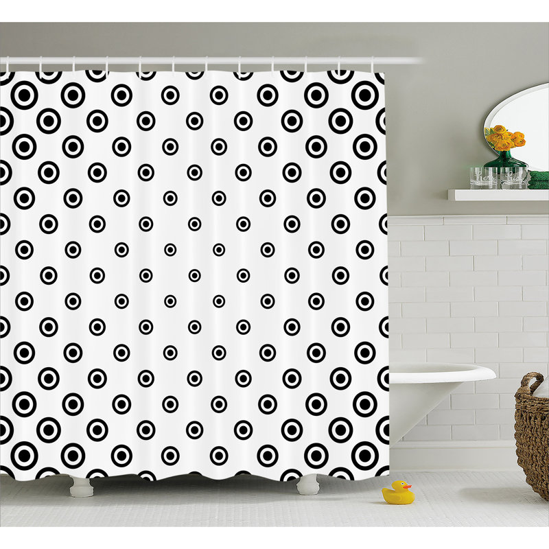 Geometric Shower Curtain with Hooks Included, 69" H x 70" W