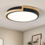 Plafonnier moderne DEL à proximité, plafonnier rond encastré, blanc mat avec accents en bois, luminaires de cuisine minimalistes pour la chambre à coucher, le vestibule et le salon