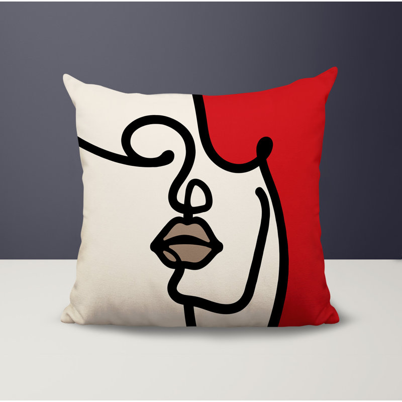 Oreiller carré réversible intérieur / extérieur Vie Abstract, H 15 po x l 15 po, Rouge