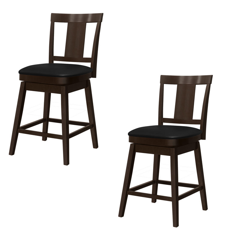 Ensemble de 2 chaises à hauteur de comptoir Alma, pivotantes, similicuir, bois, Gris, blanc