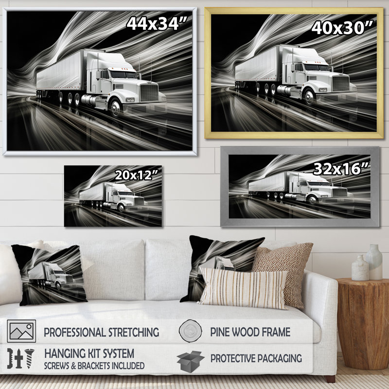 Truck 53Ft Translucent Rhythms I - Transportation Wall Decor50, Noir, H 30 po x l 40 po x P 1,5 po