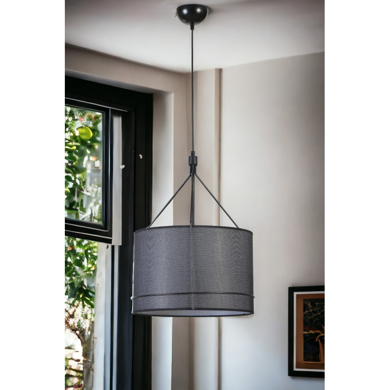Elegant Black Chandelier, Metal Body, Adjustable Height 19.7 to 27.6 inches | 15.7 inches Diameter | E27 Socket, Max 40W | Stylish Lighting Fixture for Living Room, Dining Room & Entryway | IP20 Rated