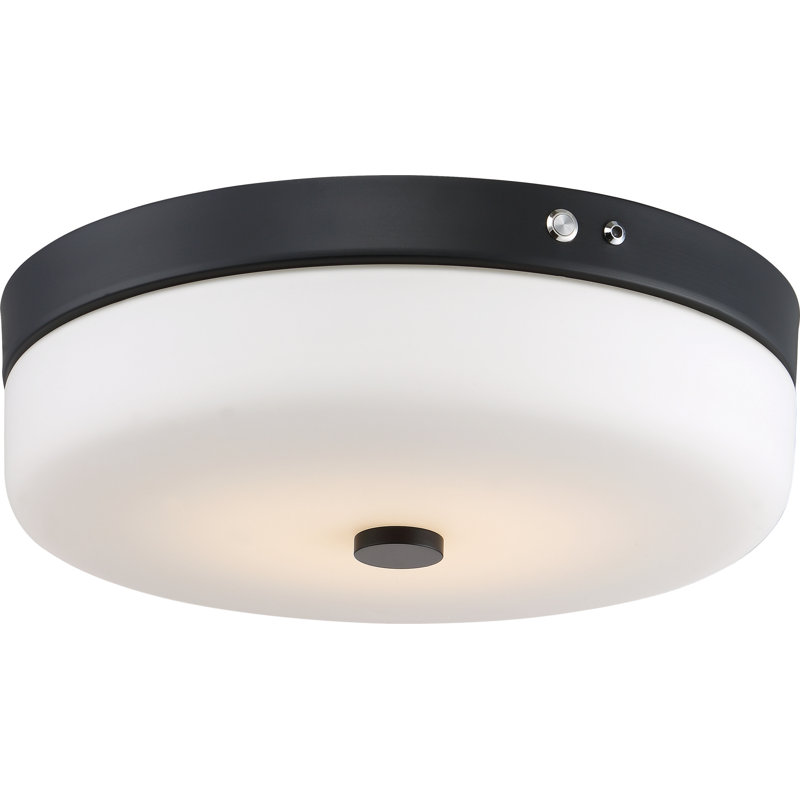 Glass Flush Mount, Aged Bronze