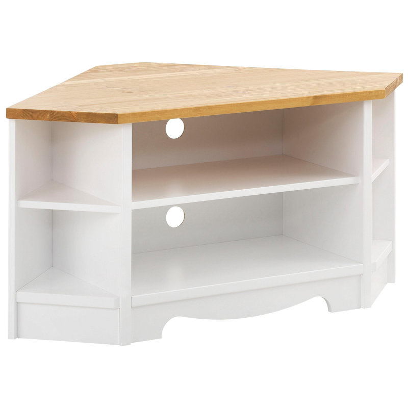 Balfor Unfinished Corner TV Stand for TVs up to 43", White Honey