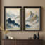 «Misty Blue Mountain Peaks Serene Landscape», ensemble de 2 reproductions d'art encadrées sur papier de qualité supérieure 26 po x 36 po-1885505177