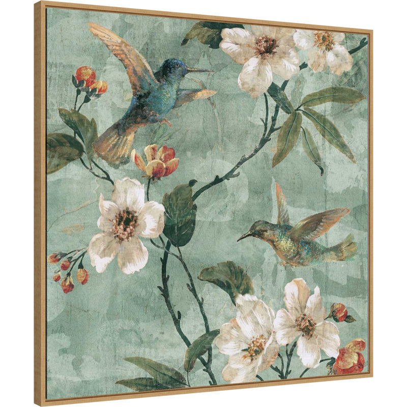 «Birds Of A Feather Floral II» par Renee Campbell, reproduction d'art sur toile encadrée, H 30 po x l 30 po x P 2 po