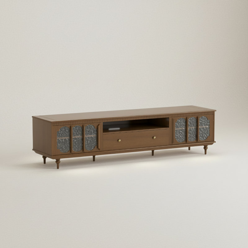 Meuble télé Mid-Century en noyer