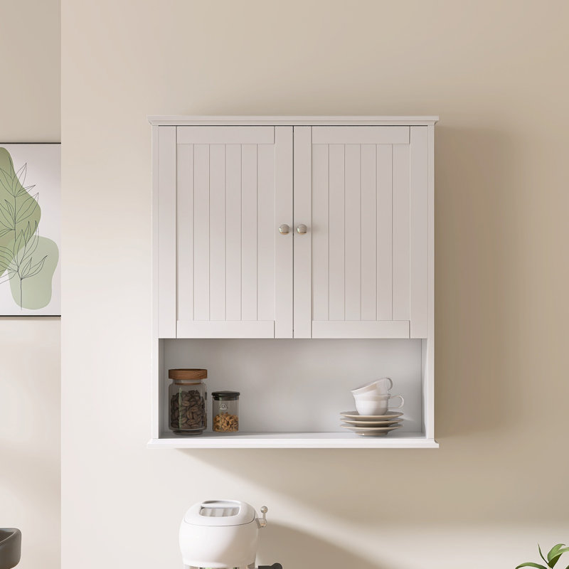 Armoire à pharmacie murale avec tablettes réglables 26 po Red Barrel Studio®, Blanc
