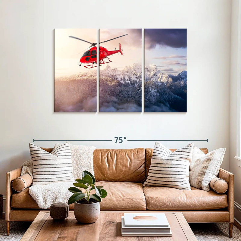 Mehar Flying Red Helicopter, 36" H x 57" W