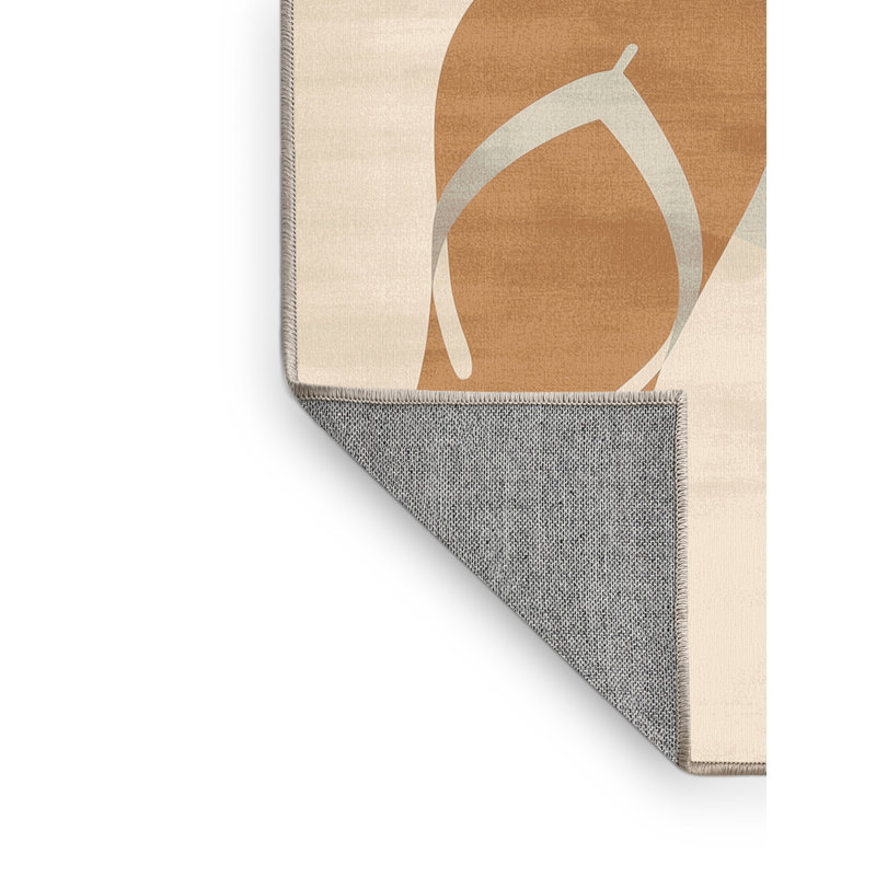 Tapis beige uni lavable à la machine Benson, 5 x 8