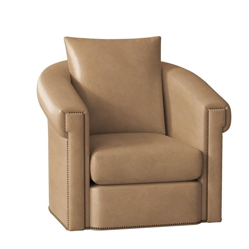 Andre Swivel Armchair, French Natural, Aline Fumo Genuine Leather