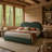 Upholstered Platform Bed Frame with Rounded Corners curved headboard, Wooden Slats, Oak Solid Wood Legs, chenille fabric-270599444-301445973