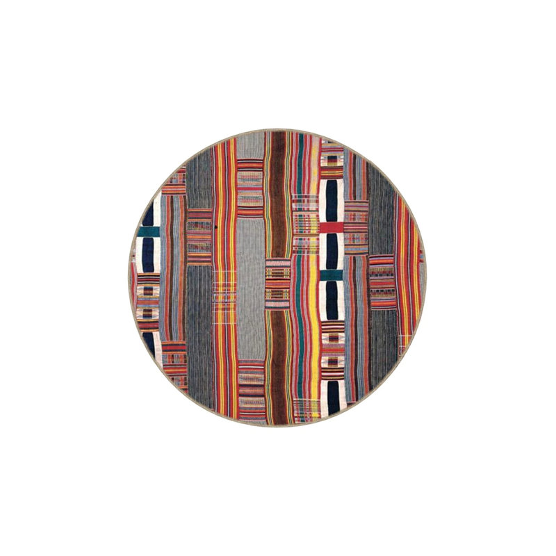 Orange Flowing Themed Geometric Colorful Patterned Woven Base Washable Carpet, Rectangle 4'8" x 6'7"