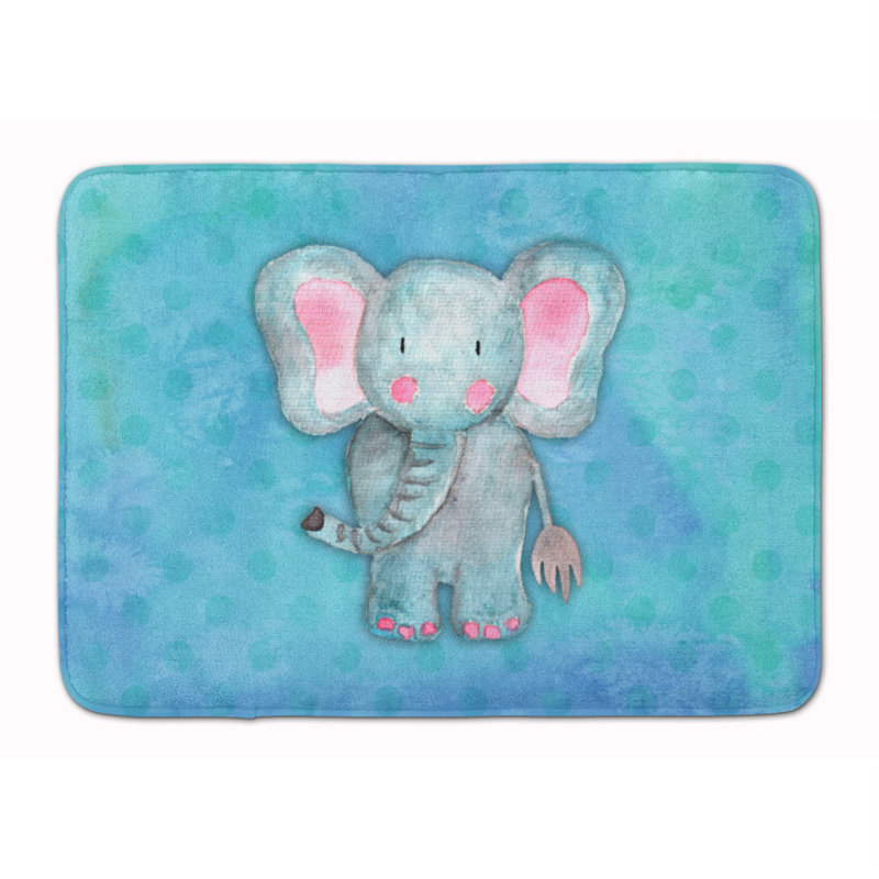 Tapis pour salle de bain en mousse à mémoire elepant aquarelle Brandyn