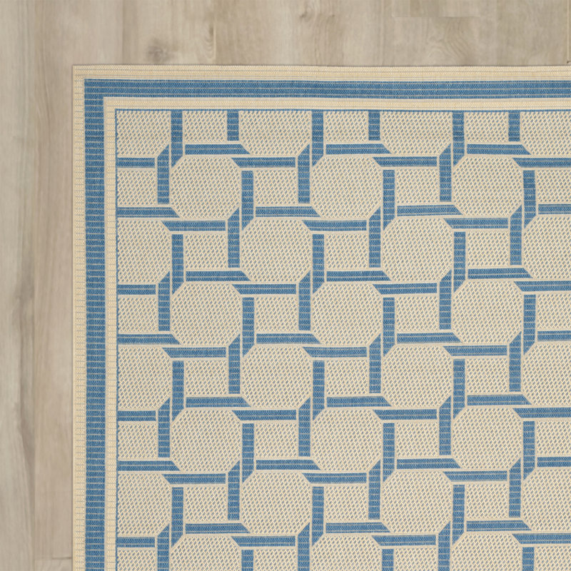 Bleu géométrique Tapis décoratif, Rectangle 5 pi 3 po x 7 pi 7 po