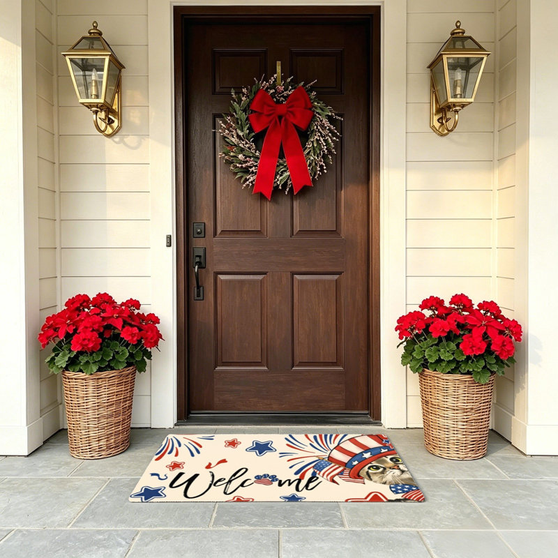 Tapis d'entrée 24 po x 36 po rouge patriotique