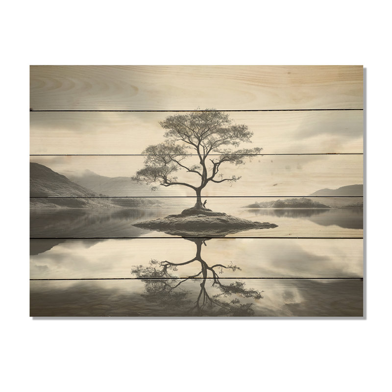 Tranquillité de lac pittoresque - Lacs Lakehouse, art mural sur bois de pin naturel, H 30 po x l 40 po