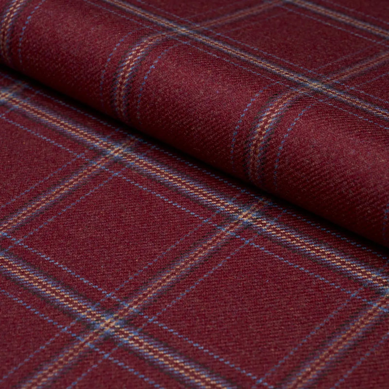 Schumacher x Patterson Flynn Blackburn Merino Plaid Fabric, Redwood